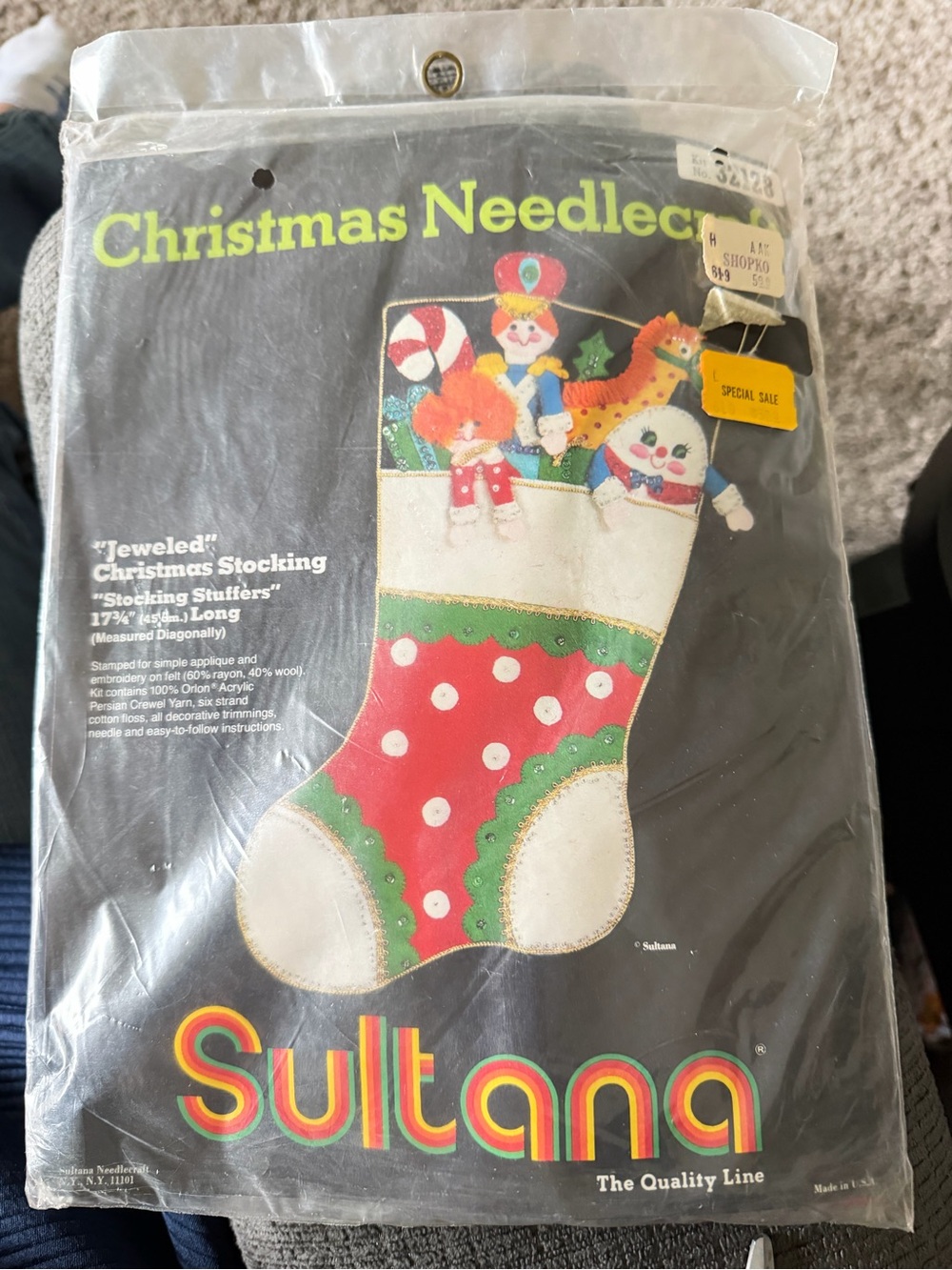 Sultana Christmas Stocking Needlecraft Kit - Red & Green Stocking